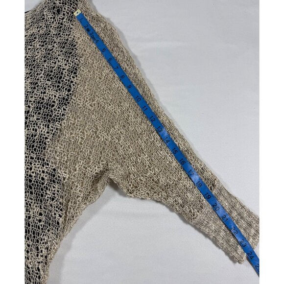 Boho Metallic Crochet Knit Tunic Top M/L Layer Gold Black Chiffon Hem Dark Fairy - Picture 10 of 16